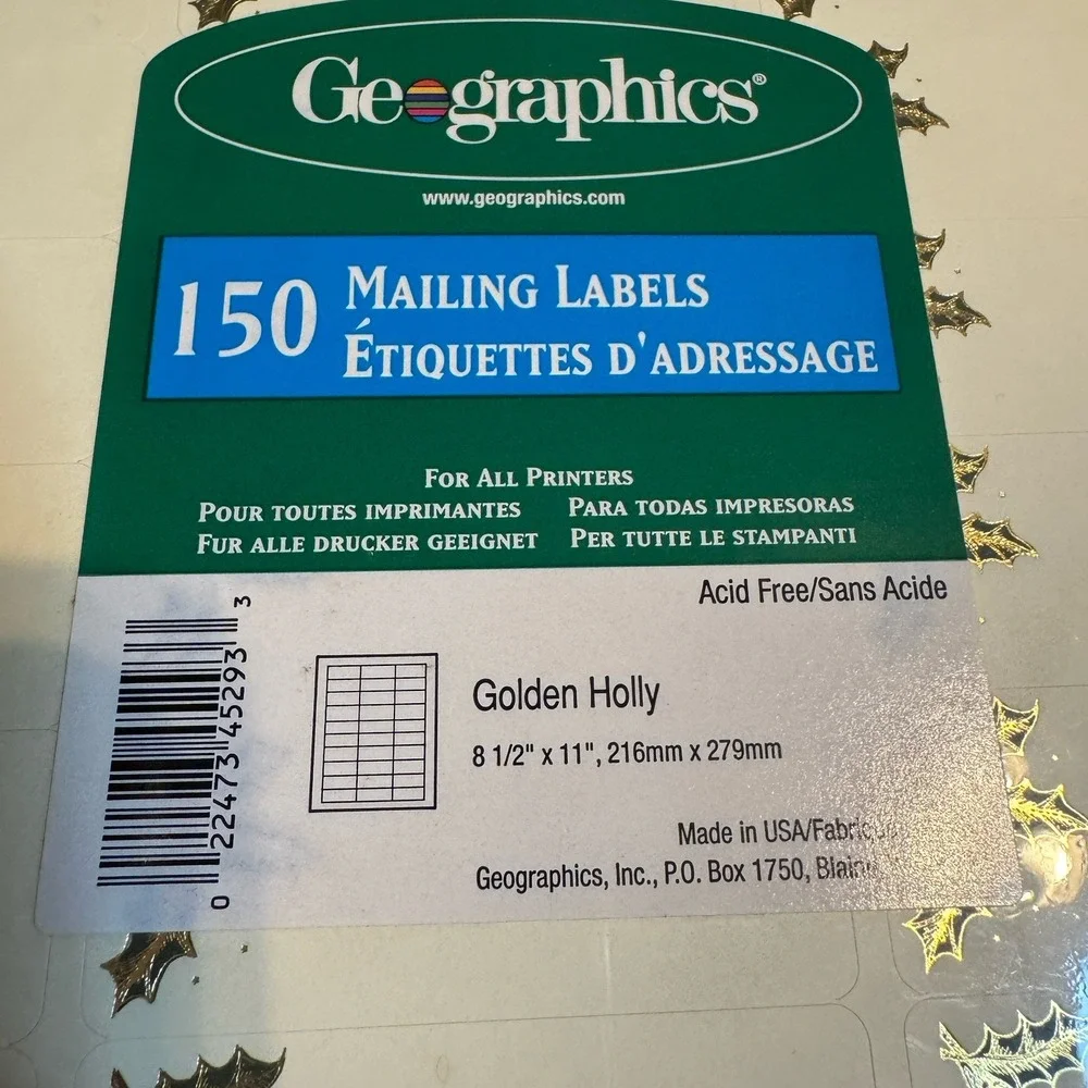Lot‎ Geo-graphics Holiday Decorations 100 Sheets Paper, 150 Labels & Envelopes